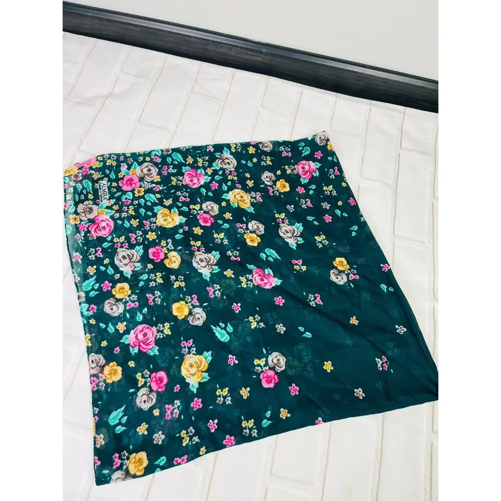 NEW emerald green floral soft light scarf